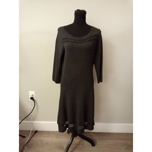 Liz Claiborne Women's Grey Sweater Midi Dress Size Large - Picture 1 of 6